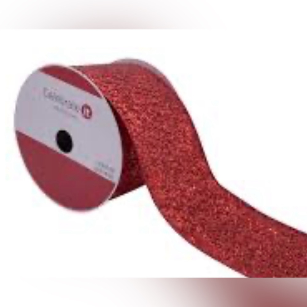 Celebrate It red glitter wired Ribbon 2.5” x 20 ft